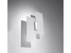 Lámparas de pared Fabulario moderno de acero/vidrio - 2 fuentes luminosas 3000K - L.27 x A.37 cm - cromo/blanco