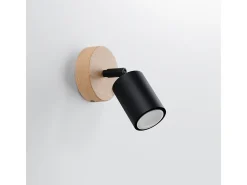 Lámparas de pared Flare moderno de acero/madera - 1 fuentes luminosas 3000K - L.16 x A.16 cm - madera negra