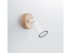 Lámparas de pared Flare moderno de acero/madera - 1 fuentes luminosas 3000K - L.16 x A.16 cm - madera blanca