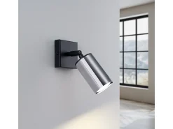 Lámparas de pared Glois moderno de acero - 1 fuentes luminosas 4000K - L.8 x A.18,5 cm - negro/cromo