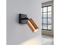 Lámparas de pared Glois moderno de acero - 1 fuentes luminosas 4000K - L.8 x A.18,5 cm - negro/cobre