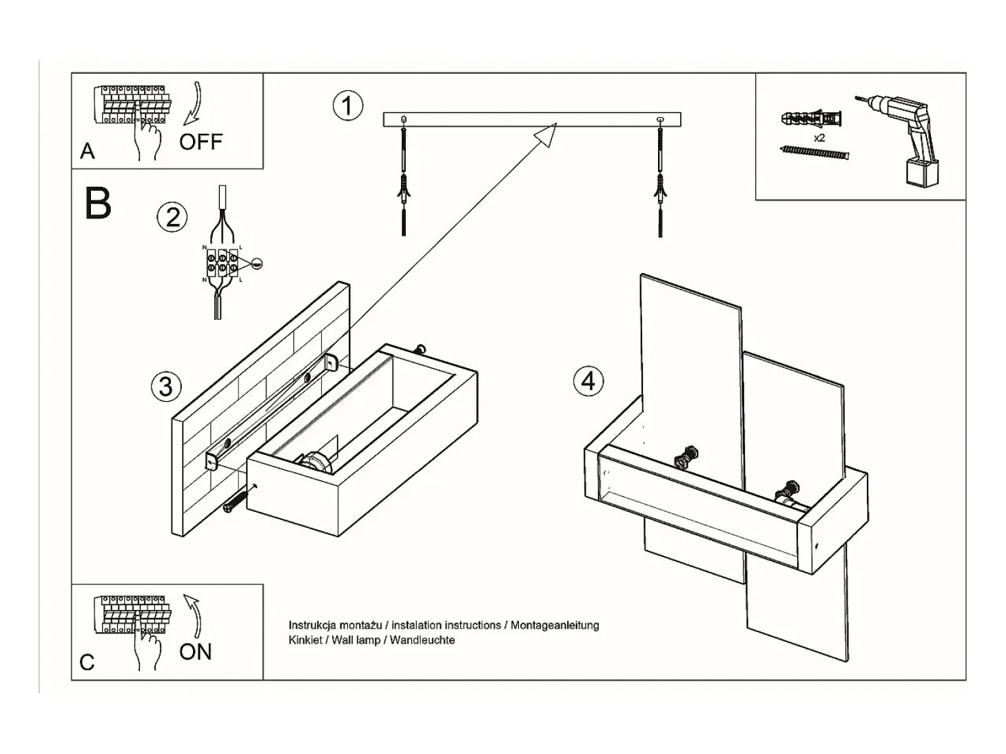 Lámparas de pared Ignis escandinavo de madera/vidrio - 1 fuentes luminosas 4000K - L.43 x A.30 cm - madera natural
