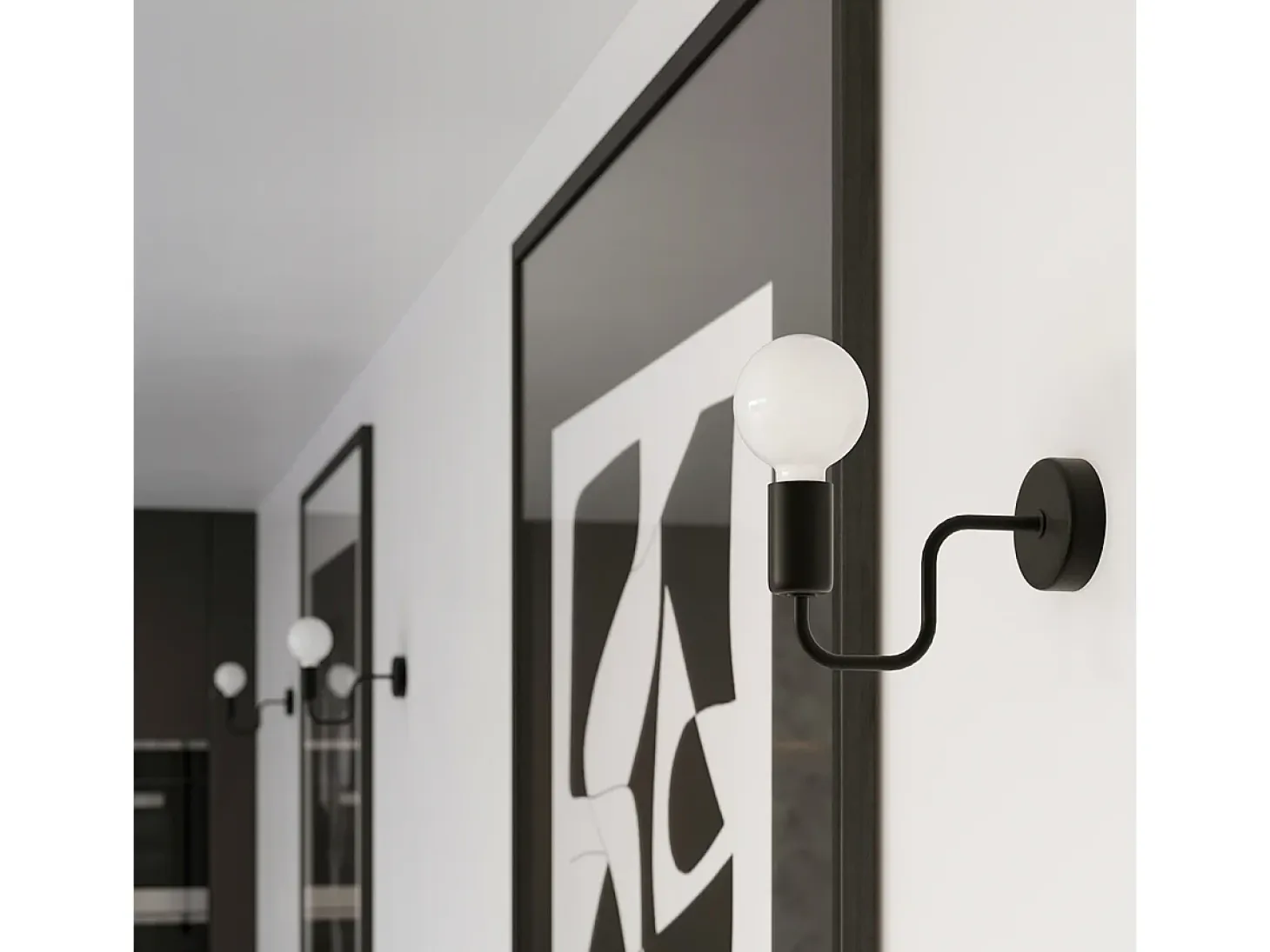 Lámparas de pared Infinix industrial de acero - 1 fuentes luminosas 4000K - L.8,5 x A.20 cm - negro
