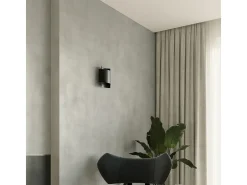 Lámparas de pared Influx industrial de acero - 1 fuentes luminosas 3000K - L.22 x A.23 cm - negro