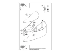 Lámparas de pared Kalmaris minimalista de tela/vidrio/acero - 2 fuentes luminosas 4000K - L.45 x A.12 cm - negro