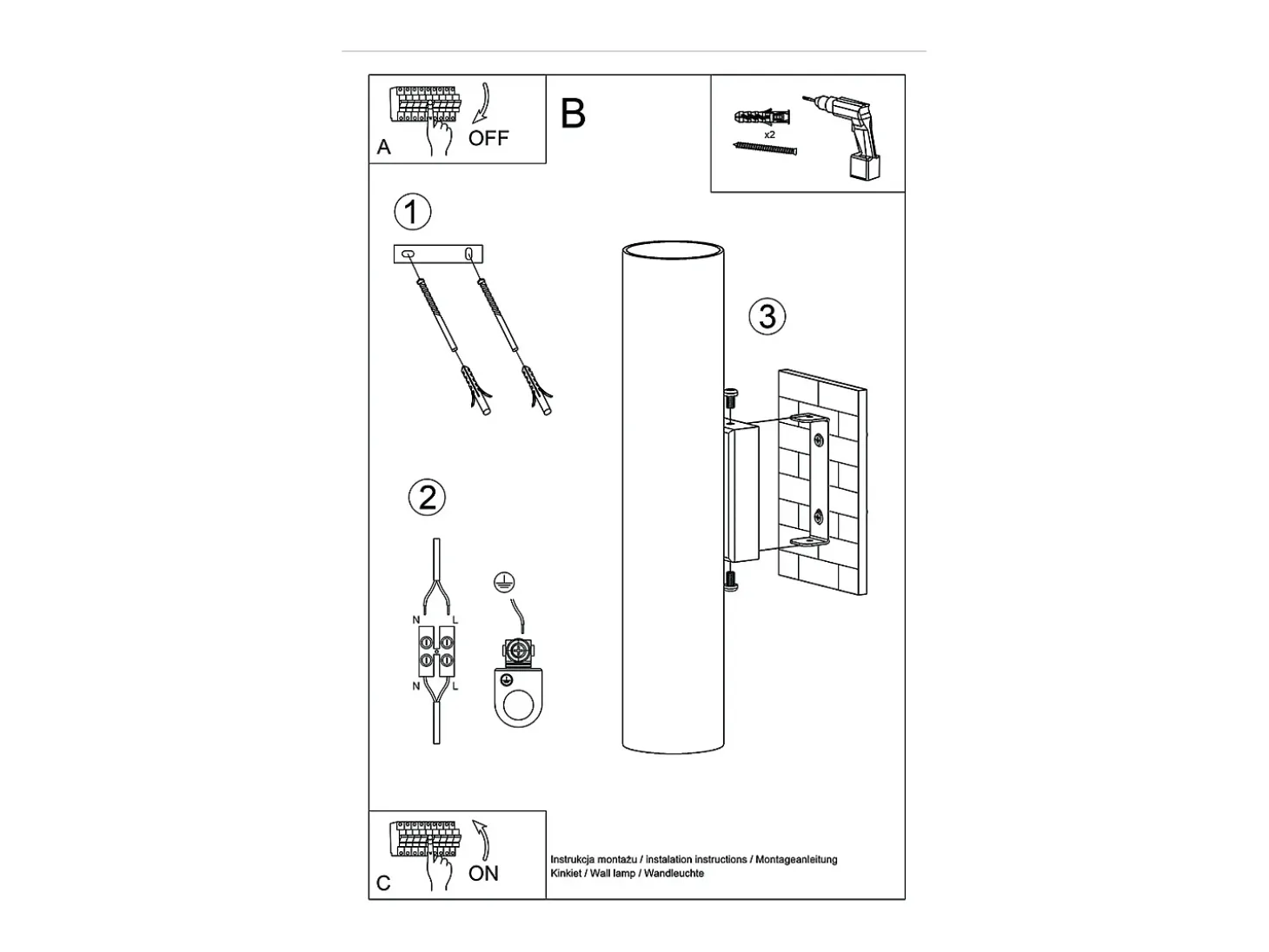 Lámparas De Pared Lagos Moderno De Acero - 2 Fuentes Luminosas - L.6 X A.30 Cm - Brillo Dorado