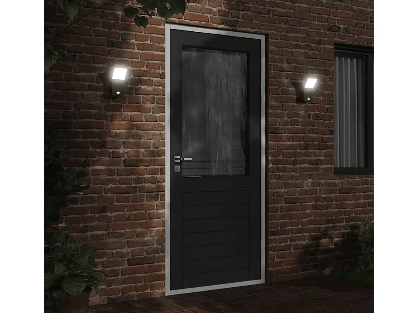 Lámparas de pared LED exterior con sensor 2 uds aluminio negro ES338334