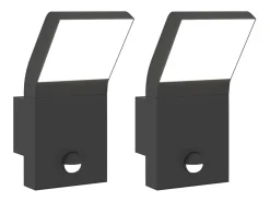 Lámparas de pared LED exterior con sensor 2 uds aluminio negro ES338334
