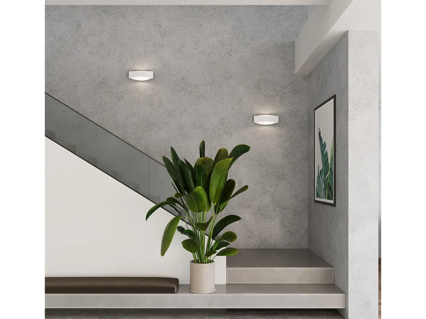 Lámparas de pared Litim moderno de acero - 1 fuentes luminosas 3000K - L.12 x A.12 cm - blanco