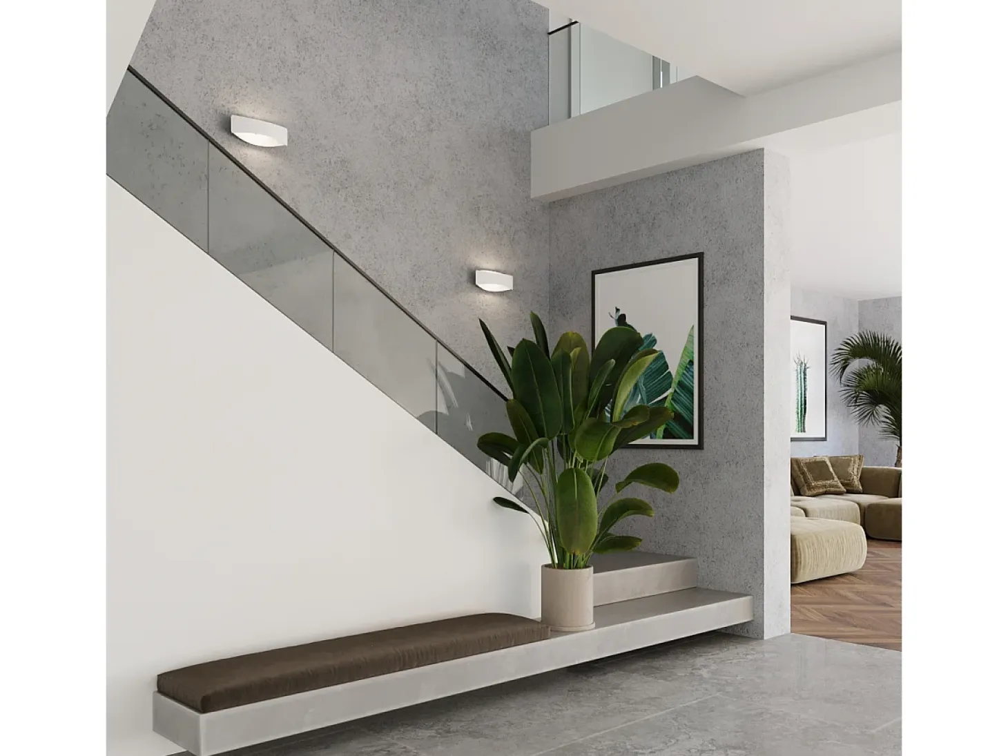 Lámparas de pared Litim moderno de acero - 1 fuentes luminosas 3000K - L.12 x A.12 cm - blanco