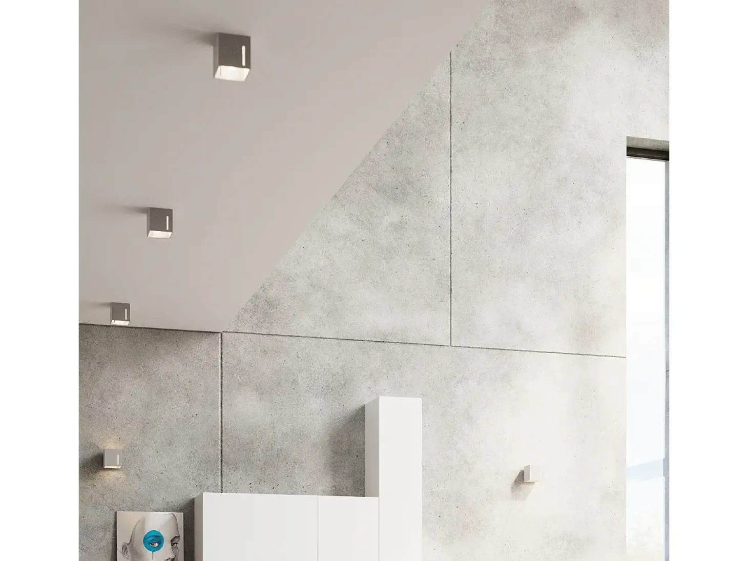 Lámparas de pared Luminara moderno de aluminio - 1 fuentes luminosas 4000K - L.10 x A.10 cm - gris