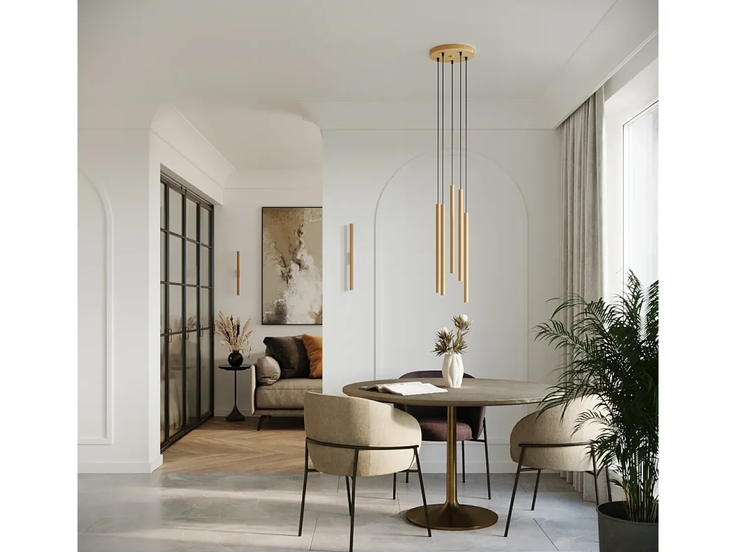 Lámparas De Pared Pastelo Moderno De Acero - 2 Fuentes Luminosas - L.2,5 X A.50 Cm - Dorado