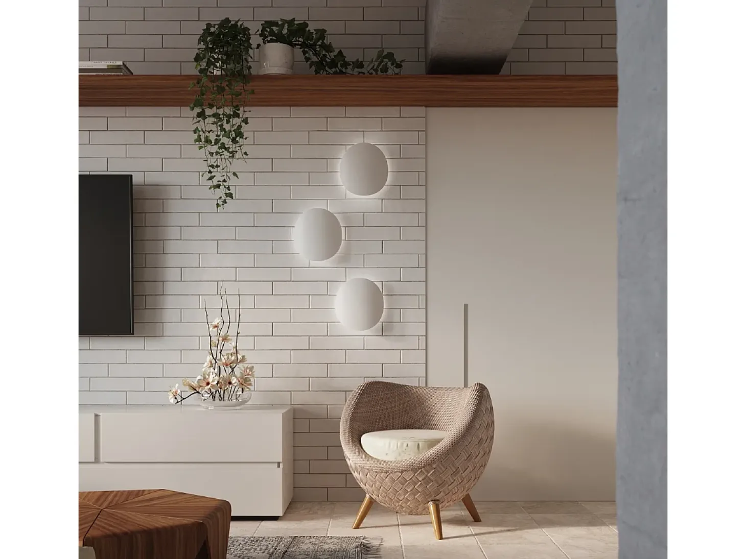 Lámparas de pared Perceptix moderno de acero - 2 fuentes luminosas 3000K - L.25 x A.29 cm - blanco