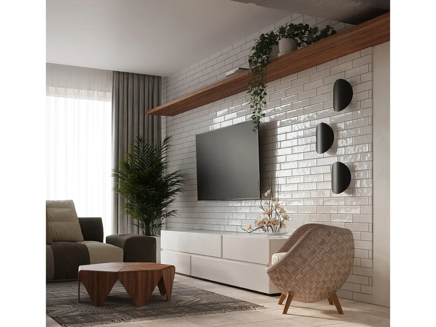 Lámparas de pared Perceptix moderno de acero - 2 fuentes luminosas 3000K - L.25 x A.29 cm - negro