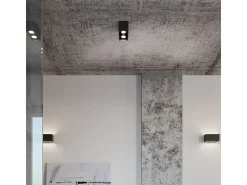 Lámparas de pared Quadx maxi moderno de aluminio - 2 fuentes luminosas 3000K - L.20 x A.10 cm - gris