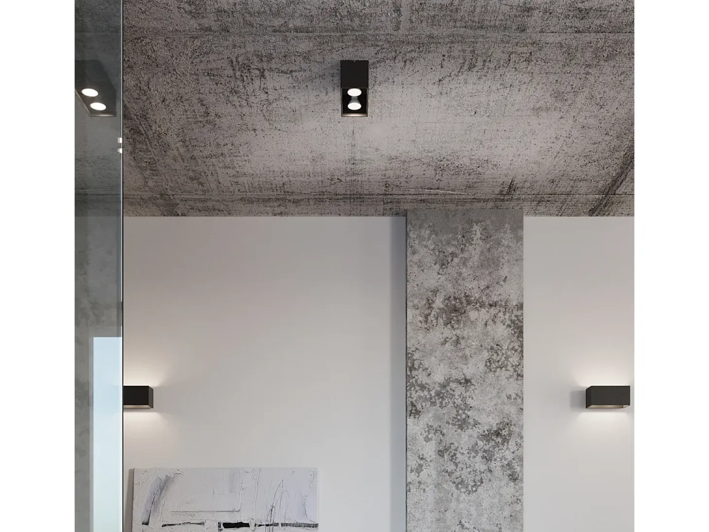 Lámparas de pared Quadx maxi moderno de aluminio - 2 fuentes luminosas 4000K - L.20 x A.10 cm - gris