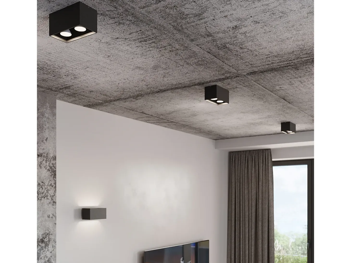 Lámparas de pared Quadx maxi moderno de aluminio - 2 fuentes luminosas 4000K - L.20 x A.10 cm - gris