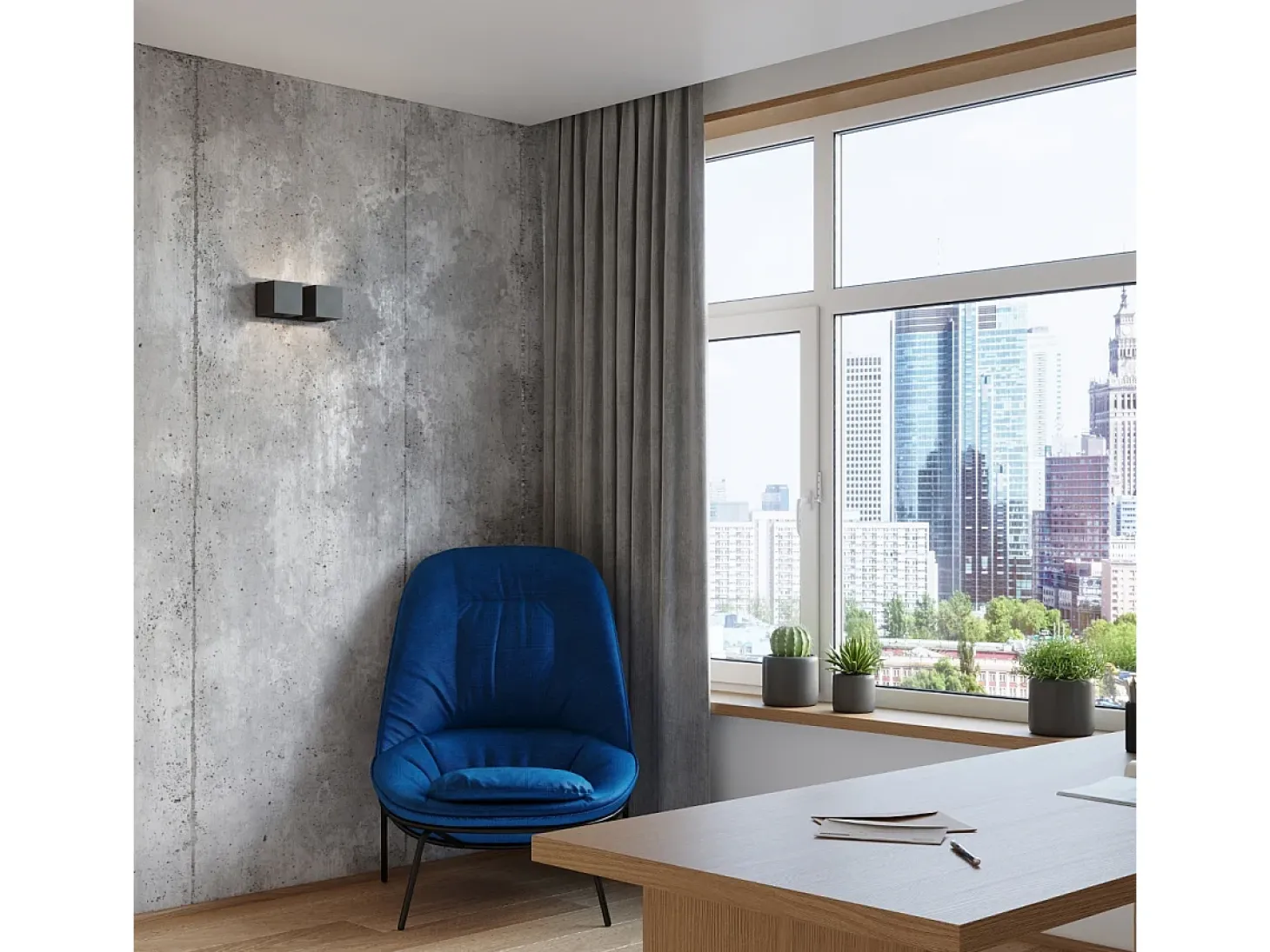 Lámparas de pared Quadx moderno de aluminio - 2 fuentes luminosas 4000K - L.26 x A.11 cm - negro