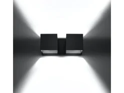 Lámparas de pared Quadx moderno de aluminio - 2 fuentes luminosas 4000K - L.26 x A.11 cm - negro