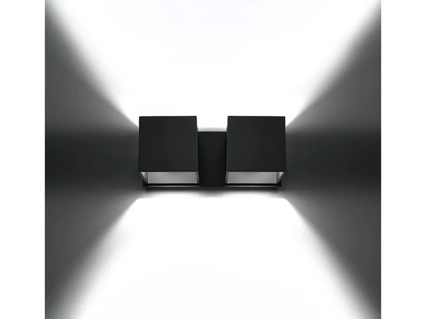 Lámparas de pared Quadx moderno de aluminio - 2 fuentes luminosas 4000K - L.26 x A.11 cm - negro