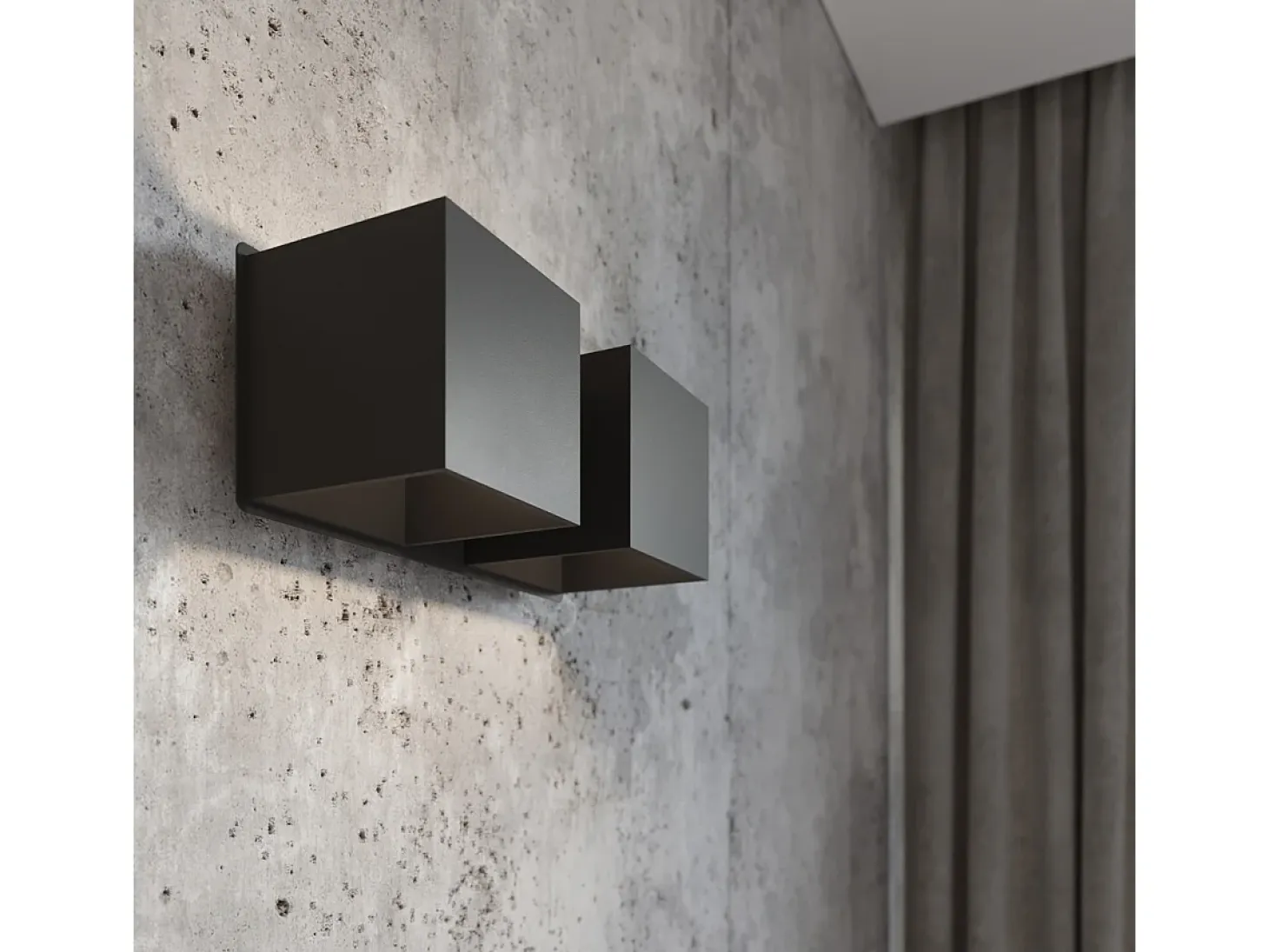 Lámparas de pared Quadx moderno de aluminio - 2 fuentes luminosas 4000K - L.26 x A.11 cm - negro