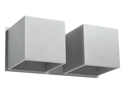 Lámparas de pared Quadx moderno de aluminio - 2 fuentes luminosas 4000K - L.26 x A.11 cm - gris