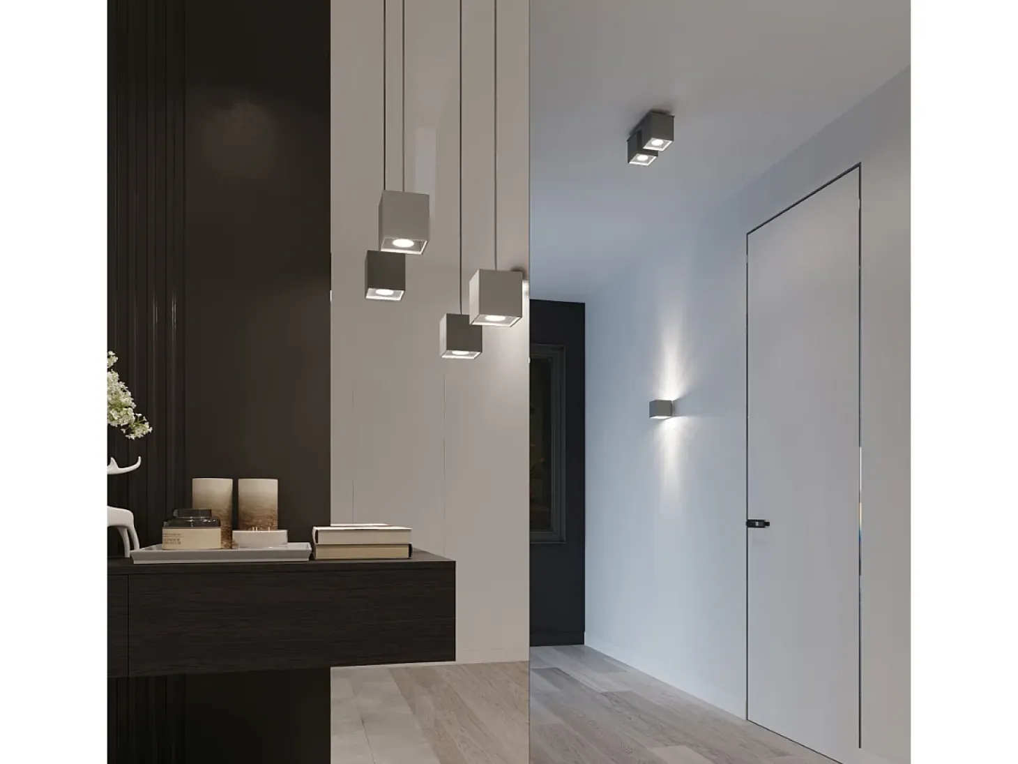 Lámparas de pared Quadx moderno de aluminio - 1 fuentes luminosas 3000K - L.10 x A.10 cm - gris