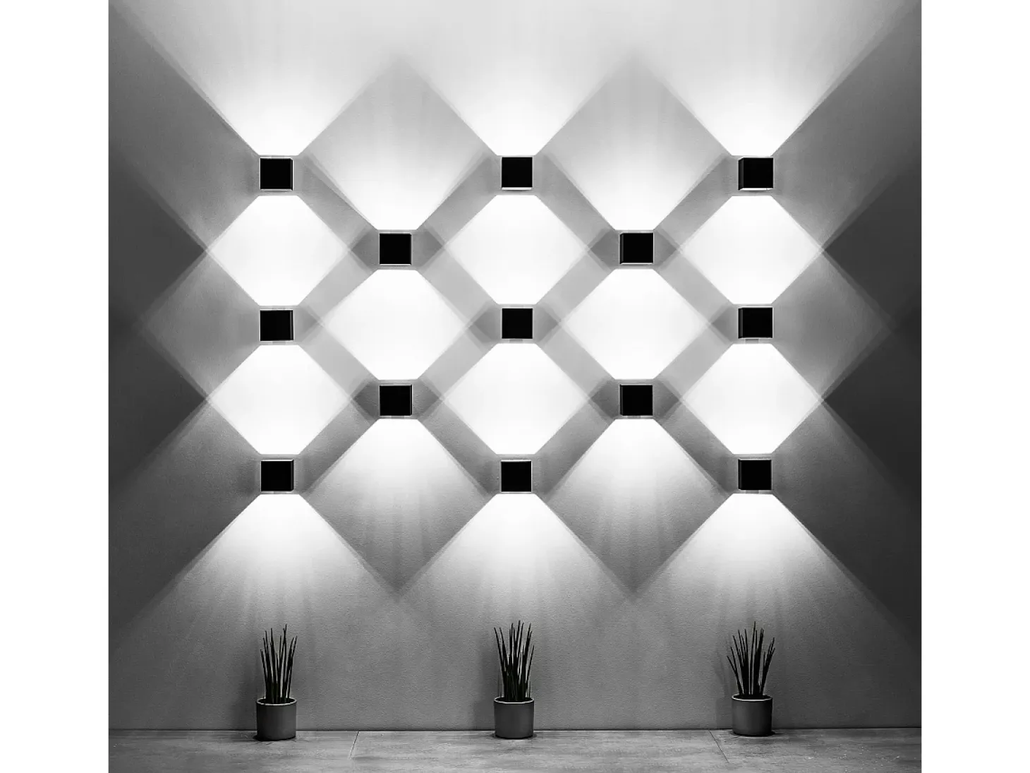 Lámparas de pared Quadx moderno de aluminio - 1 fuentes luminosas 3000K - L.10 x A.10 cm - negro