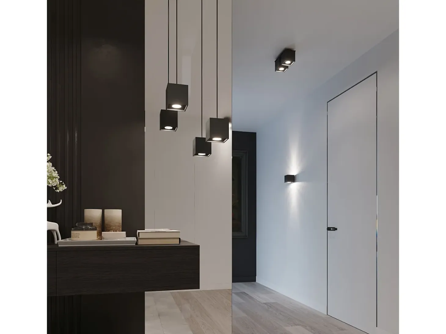 Lámparas de pared Quadx moderno de aluminio - 1 fuentes luminosas 3000K - L.10 x A.10 cm - negro