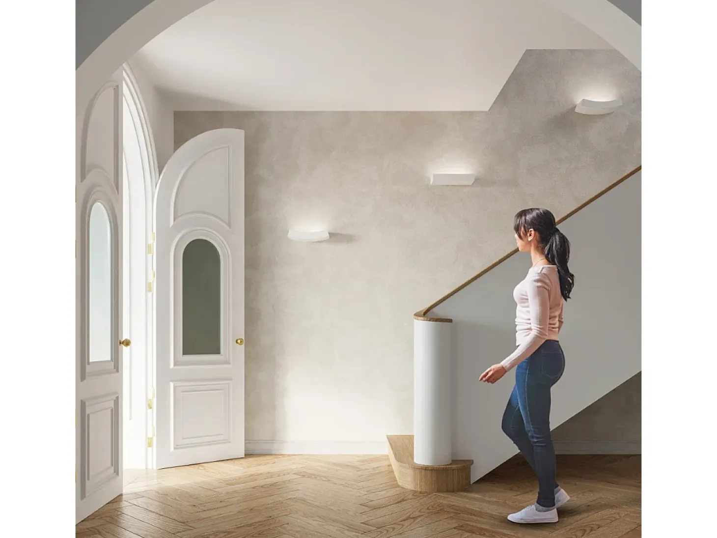 Lámparas de pared Shira moderno de cerámica - 2 fuentes luminosas 3000K - L.36 x A.4,5 cm - blanco