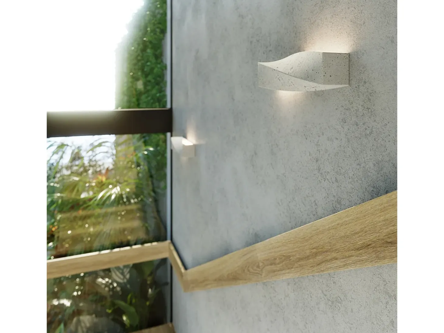 Lámparas de pared Sigmonix moderno de concreto - 2 fuentes luminosas 4000K - L.42 x A.14 cm - gris