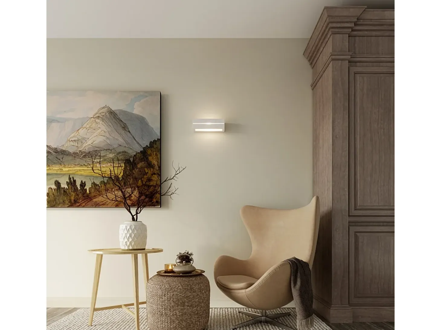 Lámparas de pared Solara line moderno de cerámica - 1 fuentes luminosas 3000K - L.32,5 x A.9,5 cm - blanco