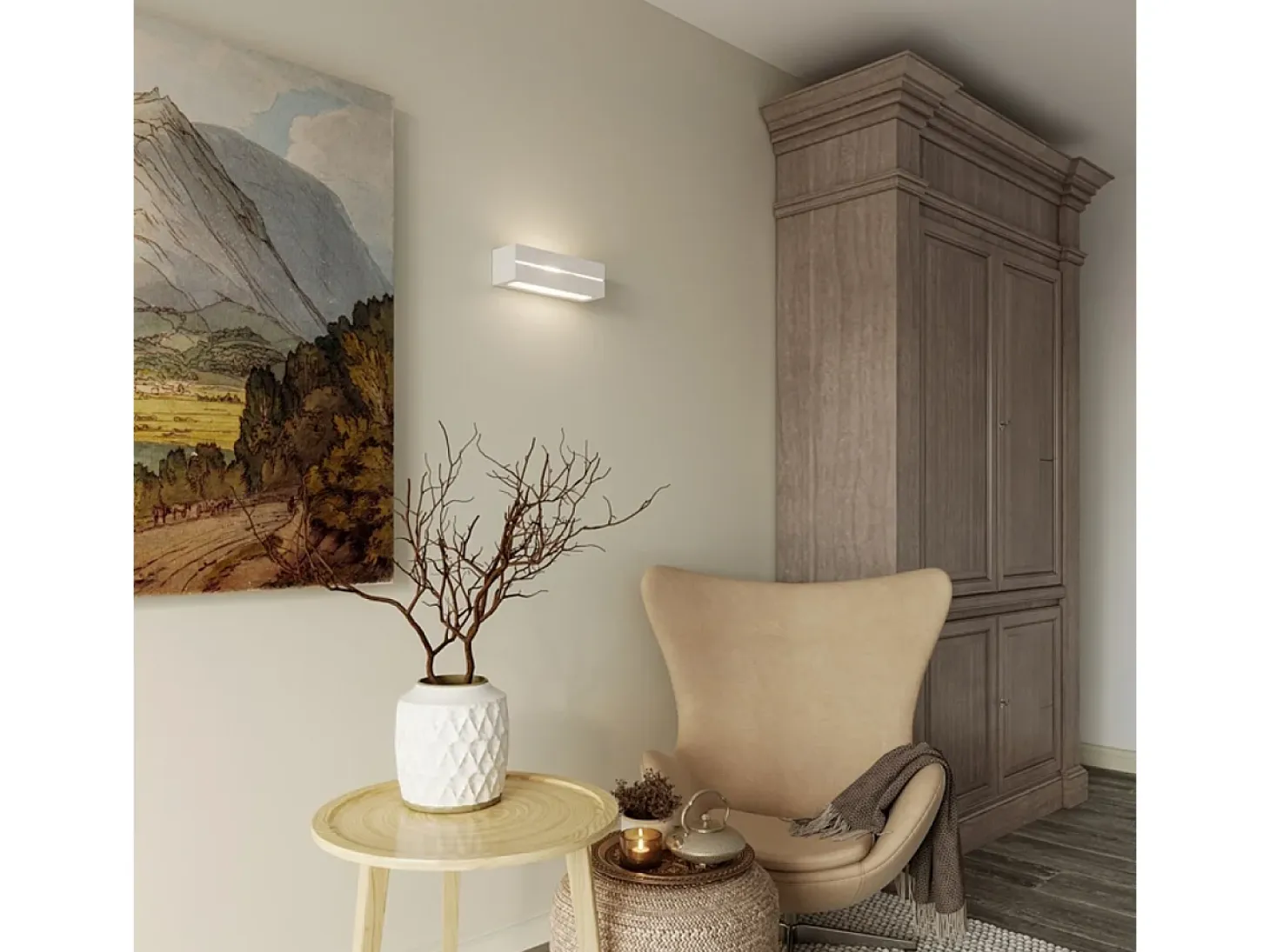 Lámparas de pared Solara line moderno de cerámica - 1 fuentes luminosas 3000K - L.32,5 x A.9,5 cm - blanco