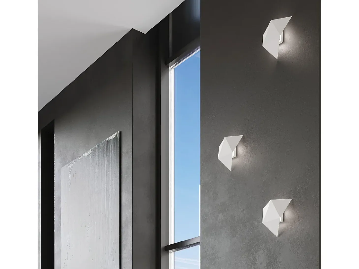 Lámparas de pared Solara moderno de acero - 2 fuentes luminosas 3000K - L.27 x A.25 cm - blanco