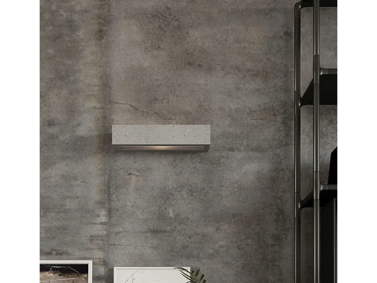 Lámparas de pared Solara moderno de hormigón/vidrio - 2 fuentes luminosas 4000K - L.50 x A.10 cm - gris