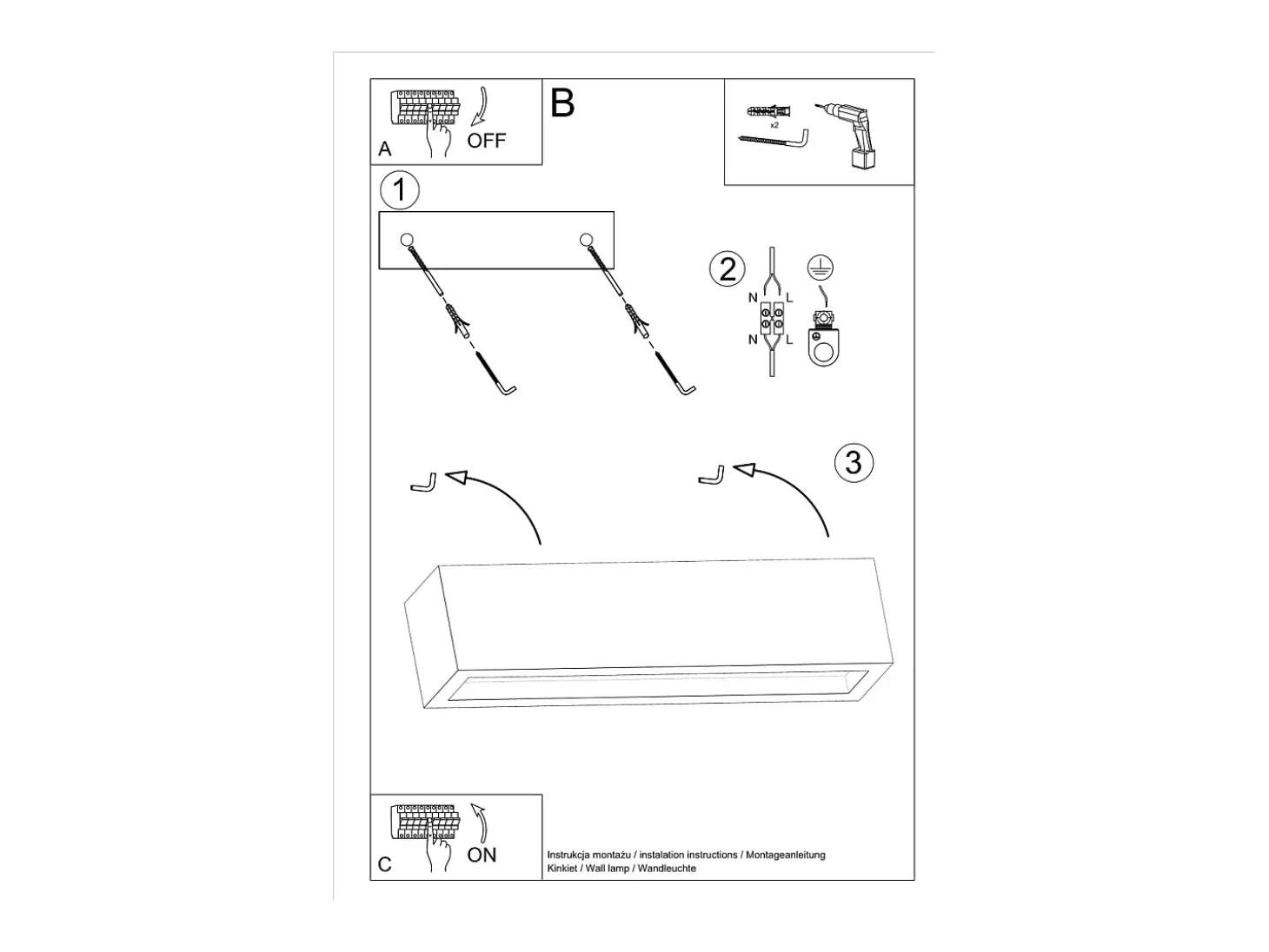 Lámparas de pared Solara moderno de hormigón/vidrio - 2 fuentes luminosas 4000K - L.50 x A.10 cm - gris