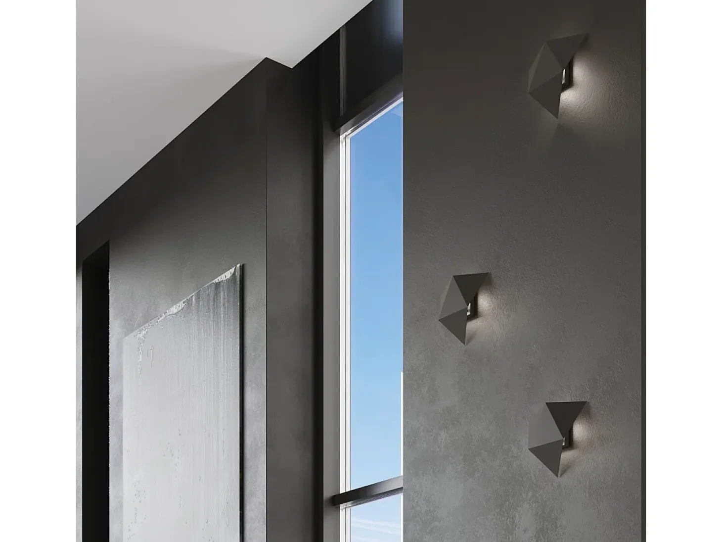 Lámparas de pared Solara moderno de acero - 2 fuentes luminosas 4000K - L.27 x A.25 cm - negro