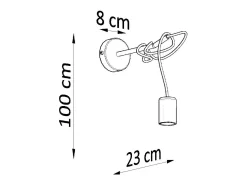Lámparas de pared Speis desván de tela/acero - 1 fuentes luminosas 4000K - L.8 x A.100 cm - negro