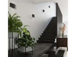 Lámparas de pared Terrium moderno de acero - 2 fuentes luminosas 4000K - L.34 x A.14 cm - negro