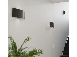 Lámparas de pared Terrium moderno de acero - 2 fuentes luminosas 3000K - L.34 x A.14 cm - negro