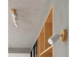 Lámparas De Pared Verdo Moderno De Acero/Madera - 1 Fuentes Luminosas - L.16 X A.16 Cm - Madera Blanca
