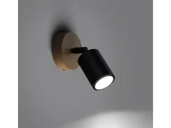 Lámparas De Pared Verdo Moderno De Acero/Madera - 1 Fuentes Luminosas - L.16 X A.16 Cm - Madera Negra