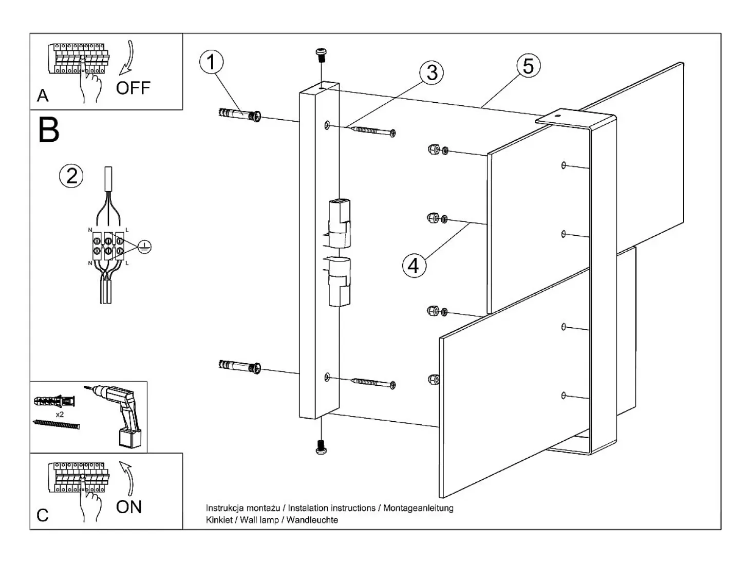 Lámparas de pared Verre moderno de acero/vidrio - 2 fuentes luminosas 3000K - L.39 x A.28 cm - blanco