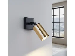 Lámparas De Pared Winx Moderno De Acero - 1 Fuentes Luminosas - L.8 X A.18,5 Cm - Oro Negro