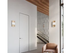 Lámparas de pared Zelfon moderno de acero - 2 fuentes luminosas 3000K - L.20 x A.40 cm - oro/blanco