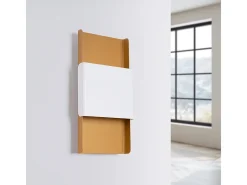 Lámparas de pared Zelfon moderno de acero - 2 fuentes luminosas 3000K - L.20 x A.40 cm - oro/blanco