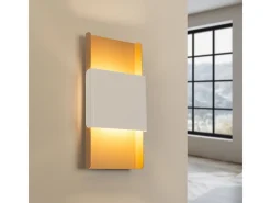 Lámparas de pared Zelfon moderno de acero - 2 fuentes luminosas 3000K - L.20 x A.40 cm - oro/blanco