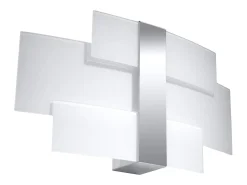 Lámparas de pared Zelora moderno de acero/vidrio - 2 fuentes luminosas 3000K - L.42 x A.23 cm - cromo/blanco