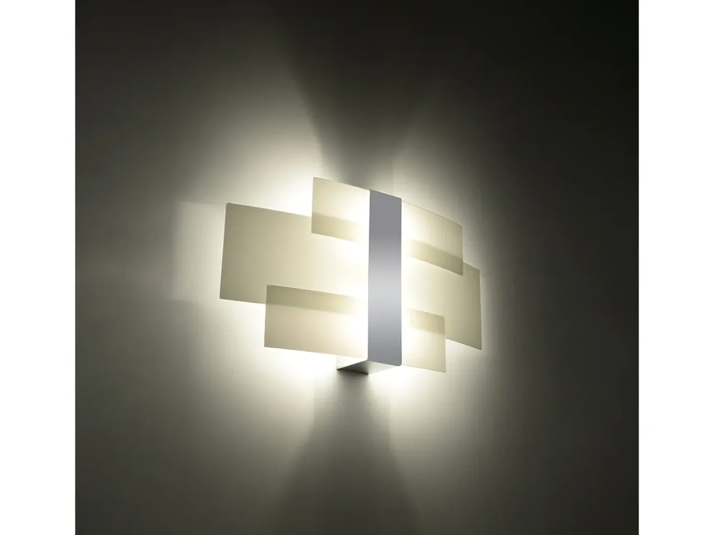 Lámparas de pared Zelora moderno de acero/vidrio - 2 fuentes luminosas 4000K - L.42 x A.23 cm - cromo/blanco