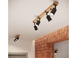 Lámparas de pared Zynelix escandinavo de acero/madera natural - 1 fuentes luminosas 3000K - L.8 x A.13 cm - negro/madera natural